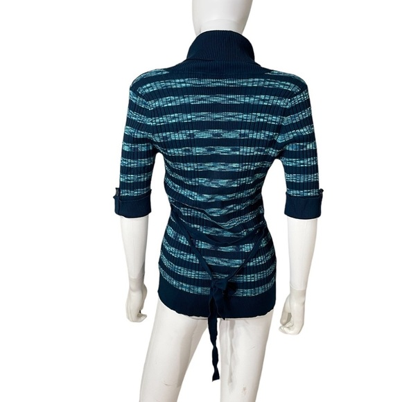 Carolyn Taylor Cowl Neck Blue Striped Sweater - Picture 5 of 10